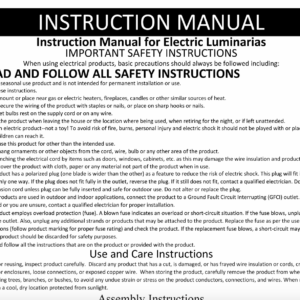 Luminarias Safety Installation Instructions and Directions